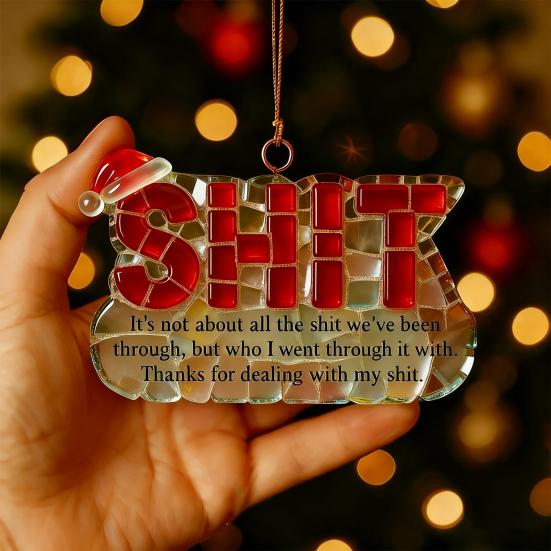 Yousheng Funny Friendship Christmas Ornament Letter Charm Humorous Friend Pendant with Hanging Cord Holiday Decor