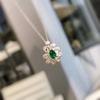Personalized Fashionable Silver Necklace for Women's Cultivation Emerald Pendant Design