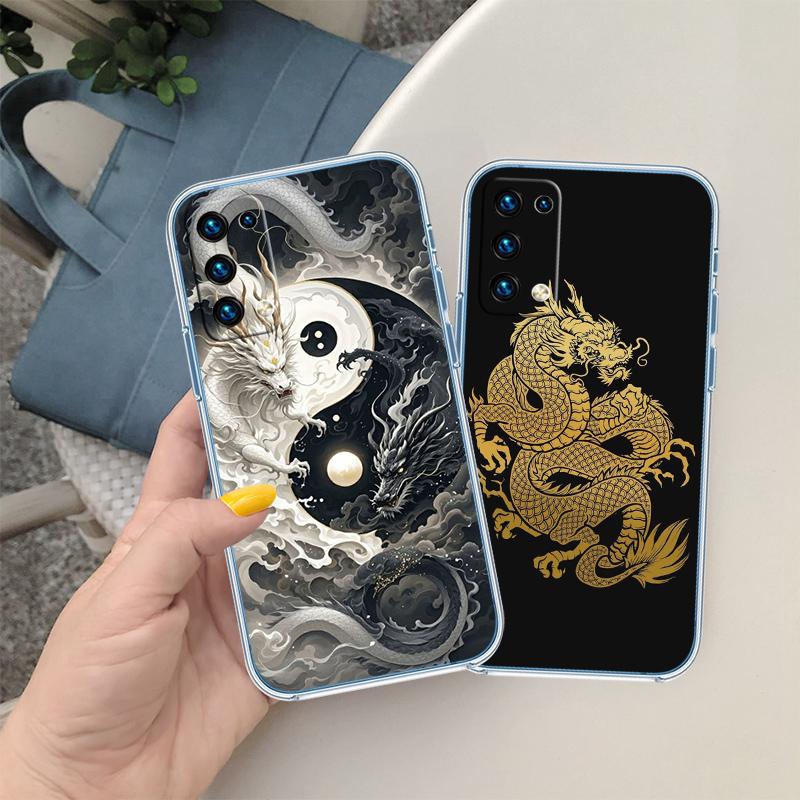 QE7 Chinesischer Drache Transparente Handyhülle für Samsung Galaxy A04 A04S A14 A23 A34 A54 M23 M33 M52 M53