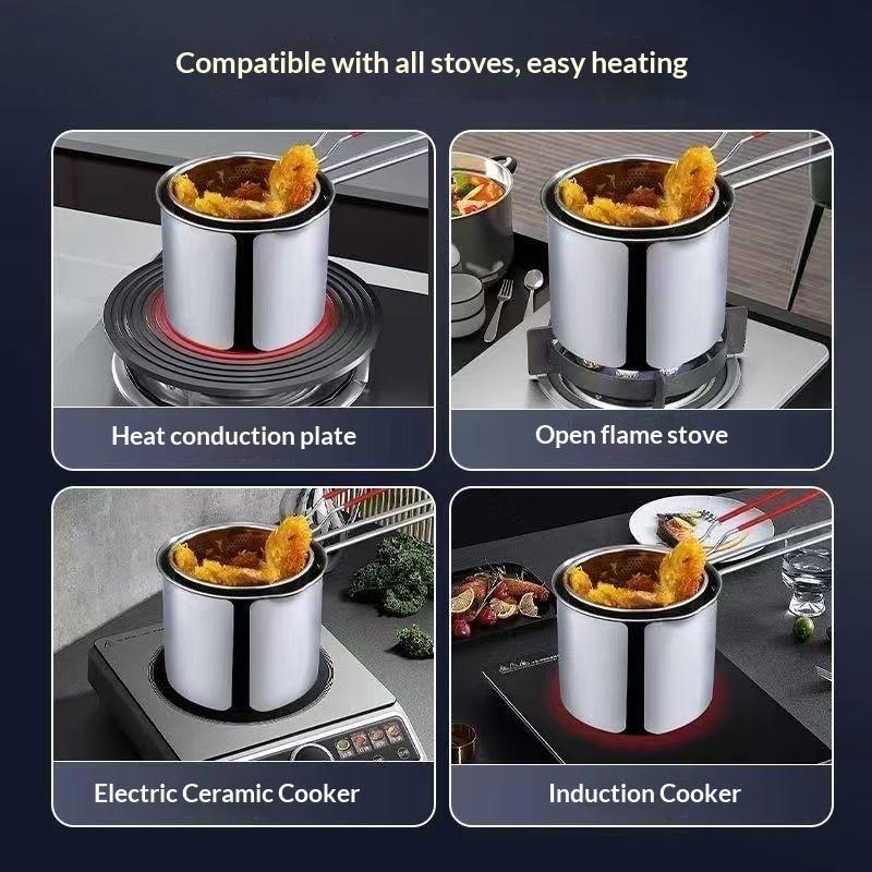 Deep Frying Pot Kitchen Fryer With Strainer Stainless Steel Tempura Fryer Pan Fry Pot Chicken Fried Chicken Cooking Tools