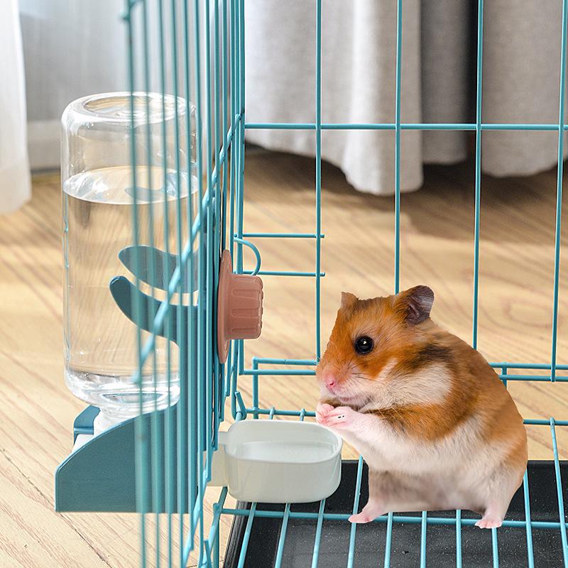 Hanging Cage Pet Water Dispenser & Feeder for Small Animals - Anti-Tip Automatic Waterer 500ml for Hamsters, Rabbits, Parrots