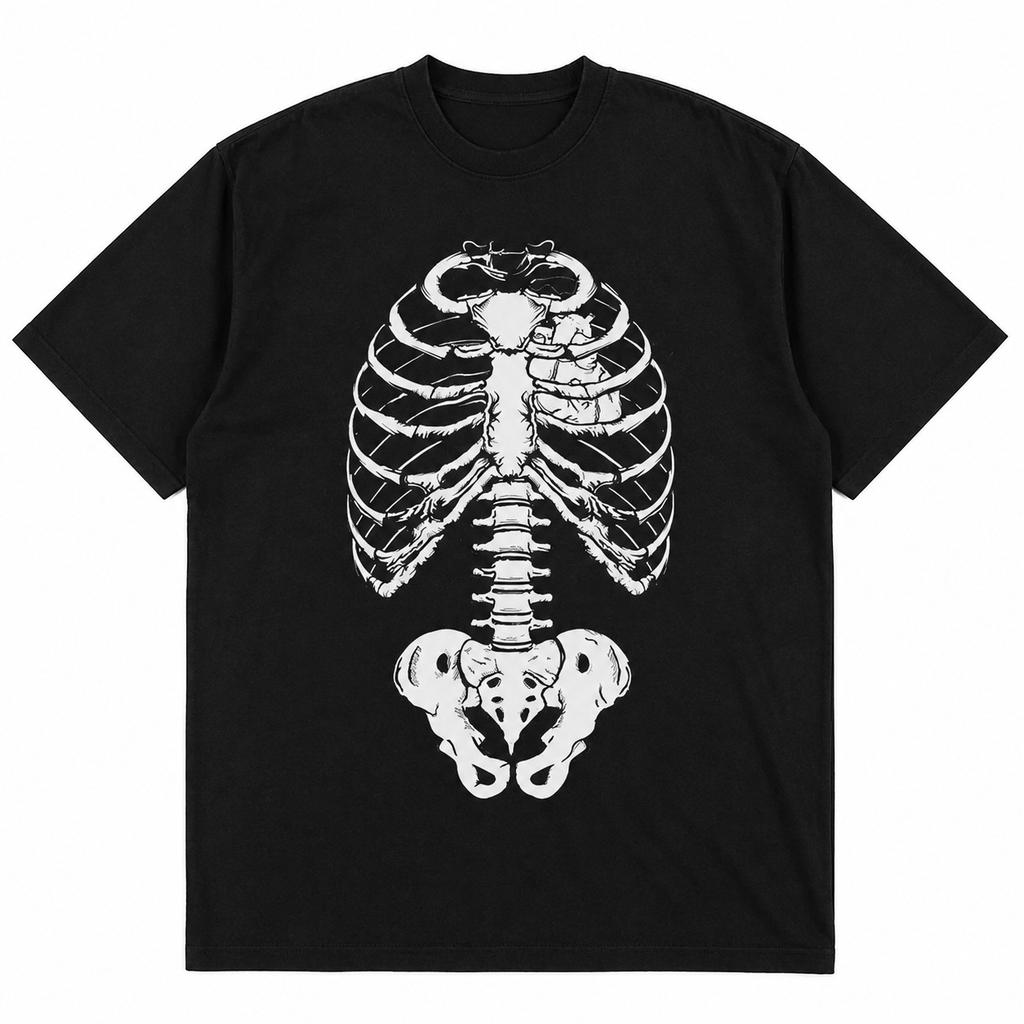 Skeleton Shirt Funny Gothic Halloween Graphic Tee Party Costume