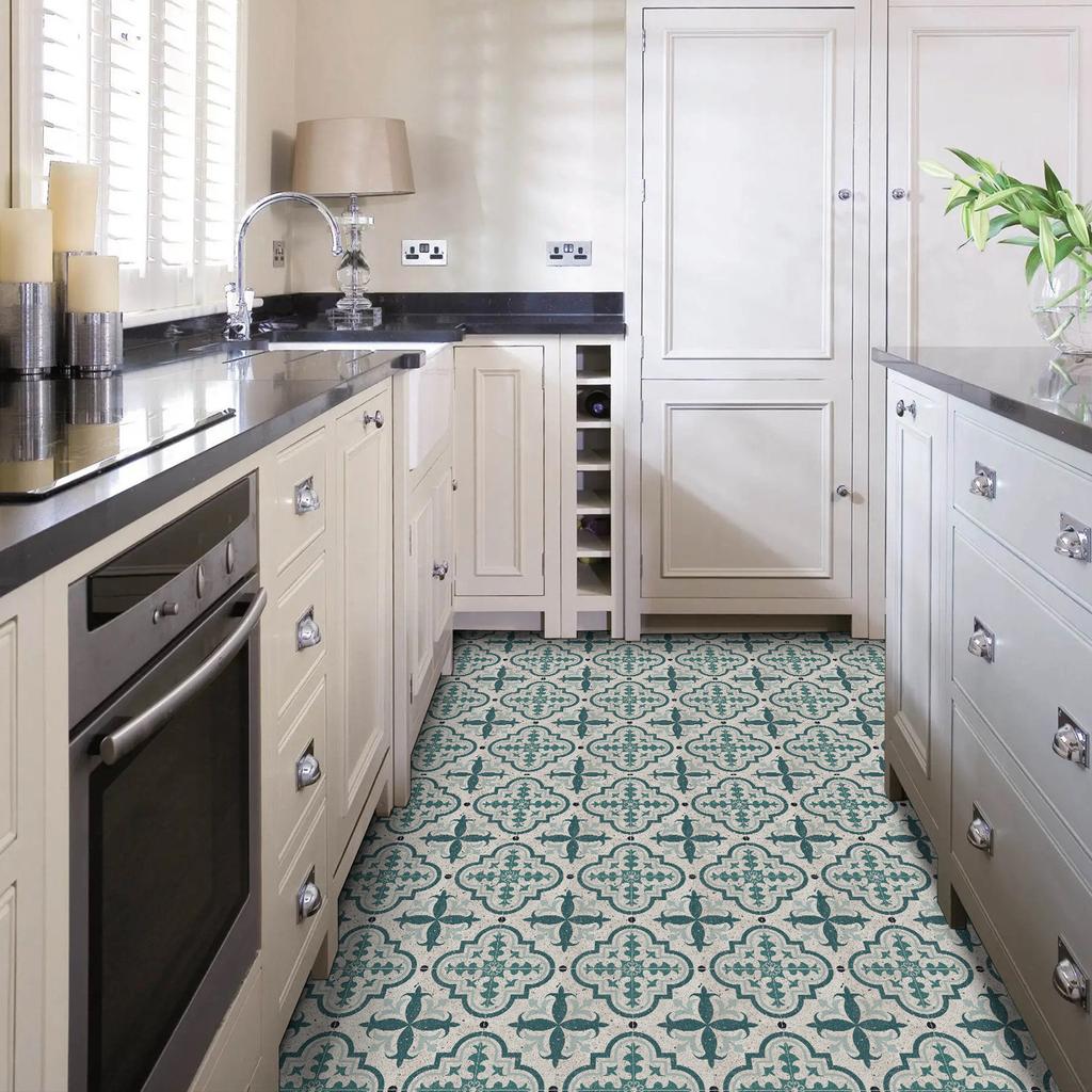 Supply Self-Adhesive Floor Sticker Portuguese Tile Self-Adhesive Living Room Decoration Waterproof Thickened Floor Sticker