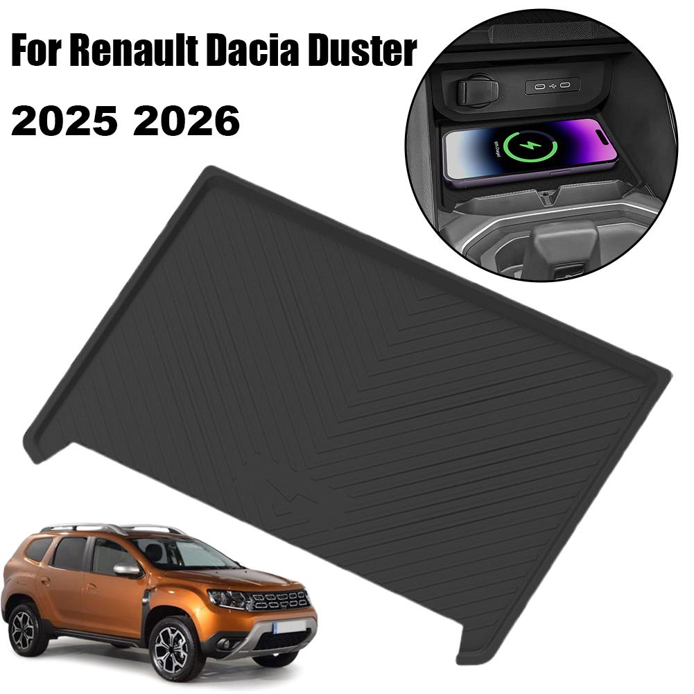 Car Central Console Silicone Wireless Charging Pad For Renault Dacia Duster 2025 2026 Auto Interior Accessories