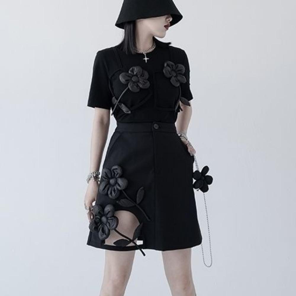 Women's Elastic Waist Short Flower Mesh Skirts Fashion Streetwear A Line Mini Skirt