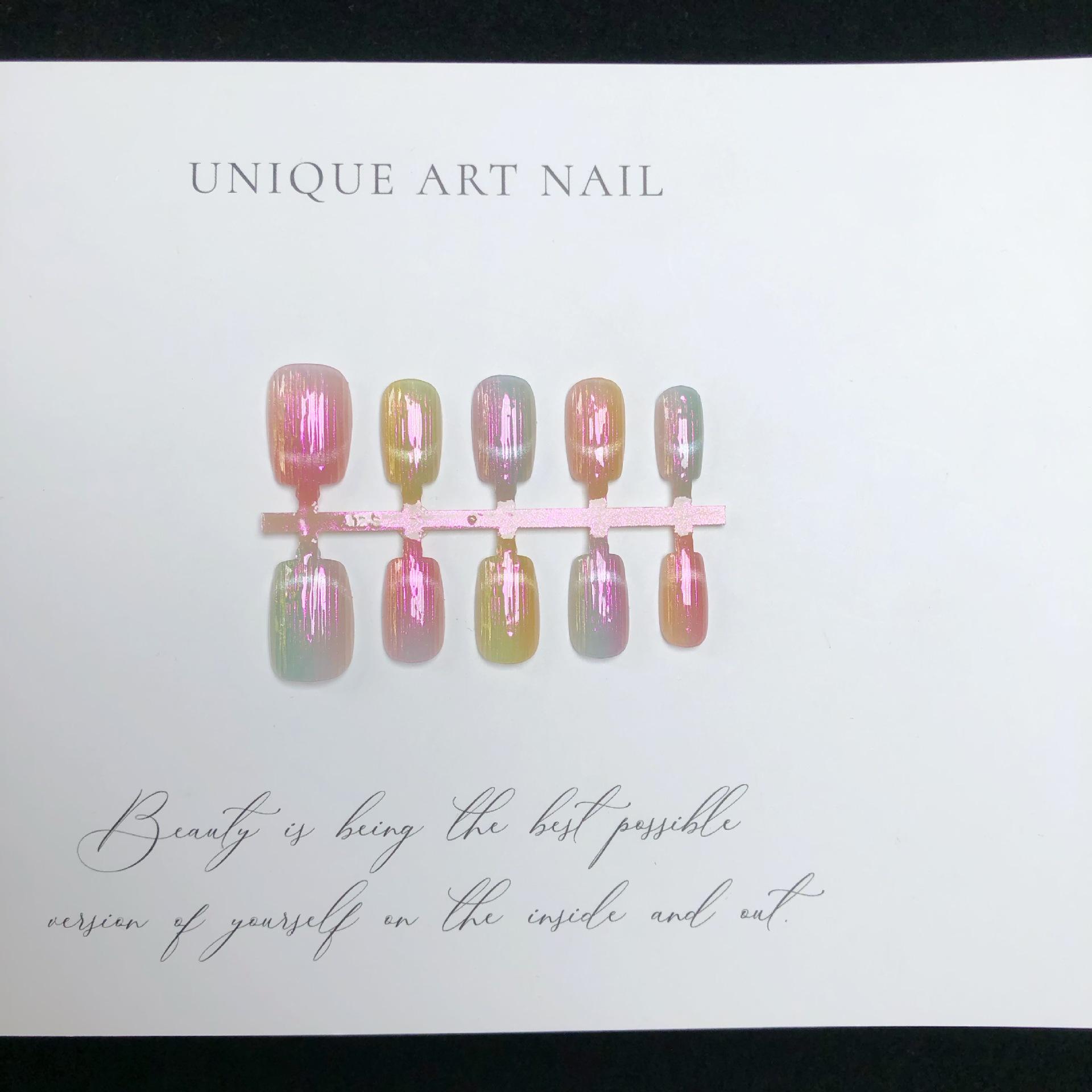 

Семицветные 3D глазурованные наклейки для ногтей «кошачий глаз» [30 штук]