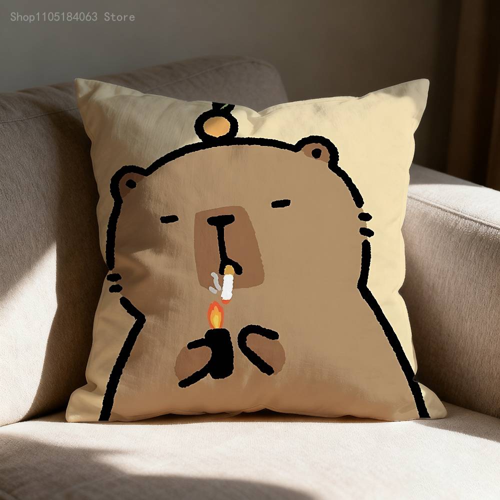 Capybara Pillow Case Print Polyester Fiber 40X40 cm Home Sofa Throw Cushion Cover Decoration