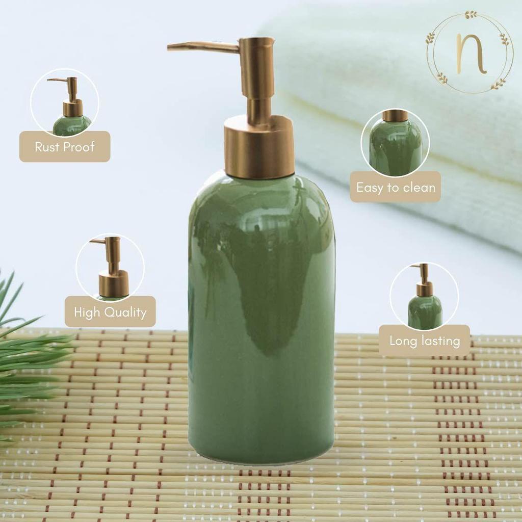 Ceramic Liquid Soap Dispenser for Bathroom (420 Ml) - Handwash Dispneser Bottle with Pump for Kitchen - Liquid Soap Dispenser for Wash Basin