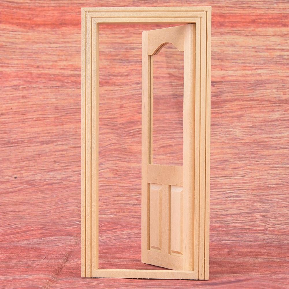 Mini Simulation Wooden DIY Door Furniture for 1:12 Doll House Accessory