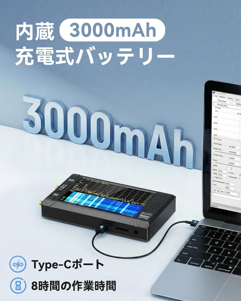Analizzatore di Spettro Portatile Hoshikou Denpa, TinySA Ultra Touchscreen da 4 pollici Uscita Segnale ad Alta Frequenza 100kHz-5.4GHz con Scheda da 32GB, Segnale 2-in-1