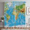 World Map Curtains for Living Room Curtain for Room 2 Panel Home Interior Curtains Partition Halloween Decoration Shades Kitchen