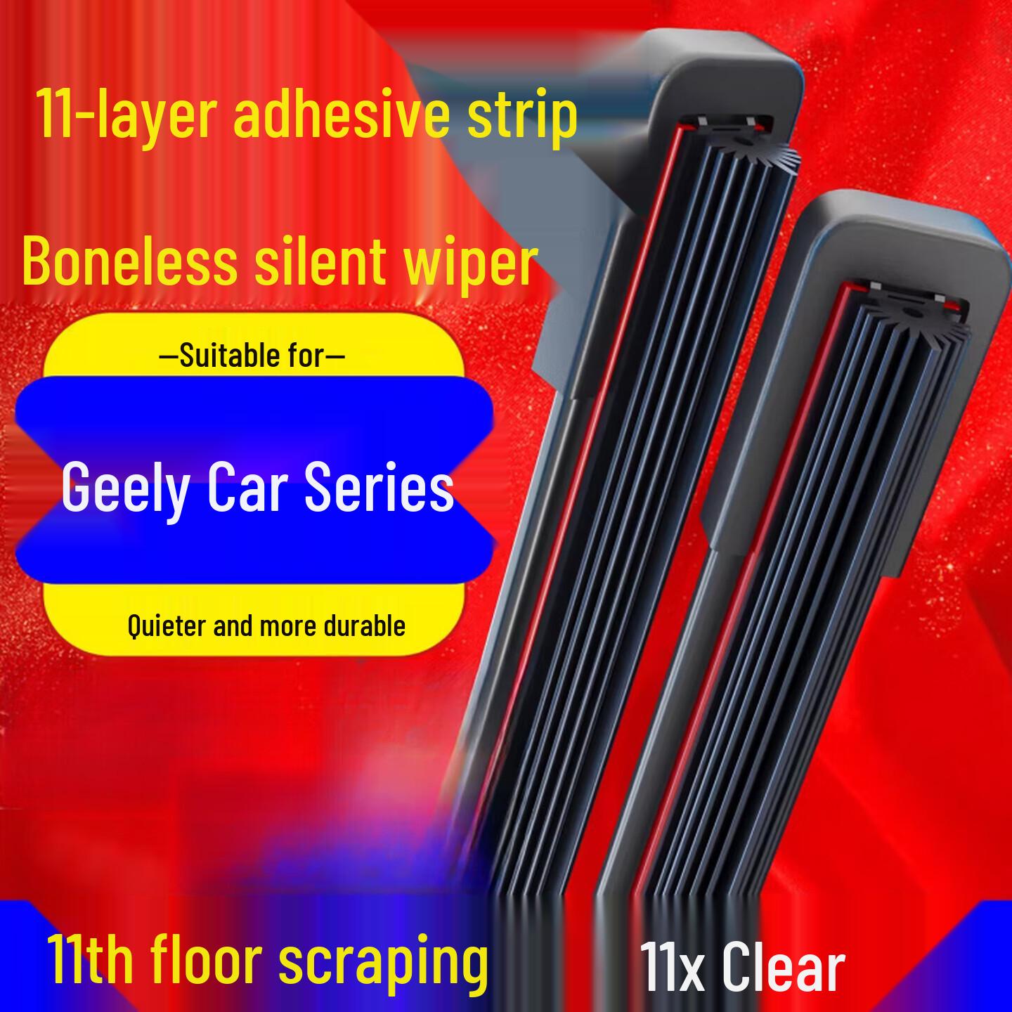 

Eleven Rubber Wiper for Geely Emgrand GS/GL, Vision X3/X6, Boyue, Borui, Binrui Geely Panda 2000-2025 26+26[U]