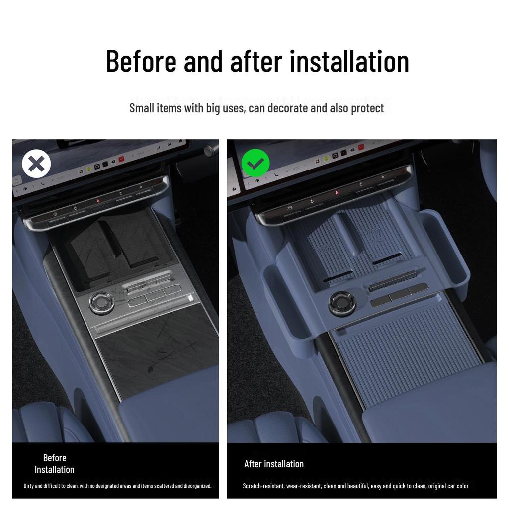 Zeekr 9X Center Console Storage Box: Silicone Upgrade with Full Wrap and Partitioning Interior Organizer.