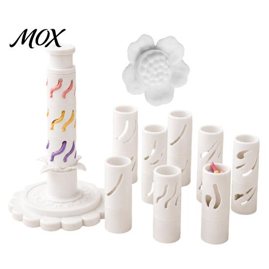 DIY Clay Flower Tools Modular Bloom Maker, Shaping Tool with 9 Sleeve Patterns, 3D Creative Art Printed Stackable Press Molding Kit for Handmade Craft