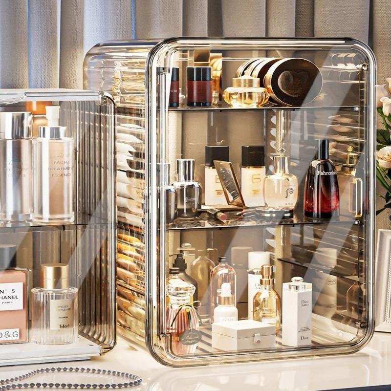 Cosmetics Storage Box Light Luxury Dust Box Dresser Perfume Skin Care Products Powder Mask Large Capacity Storage Shelf