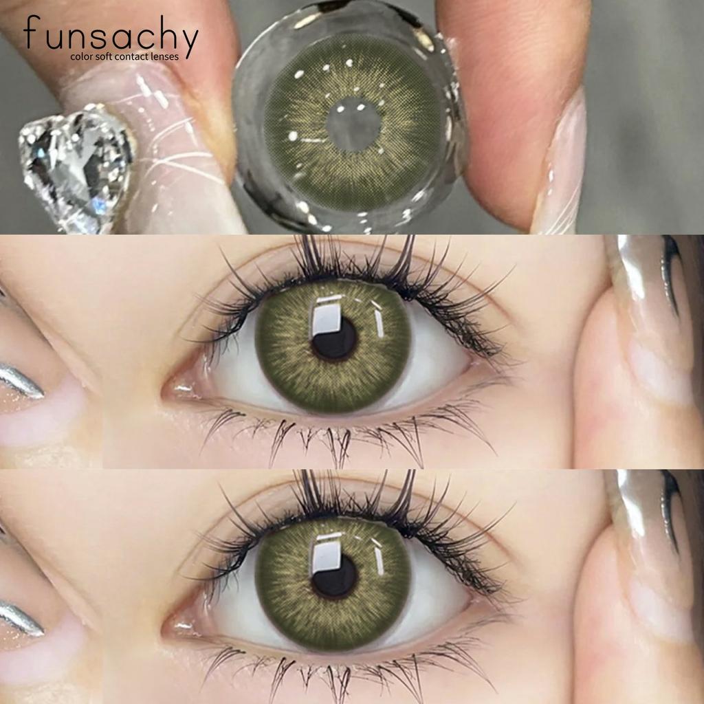FUNSACHY 1 Paar koreanische farbige Kontaktlinsen für die Augen, modische Schüler, kosmetische natürliche Linsen, graue Linsen, weiche blaue Linsen, jährlich