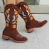 New autumn and winter large size fashion long Martin boots thick heel embroidered women's boots boots