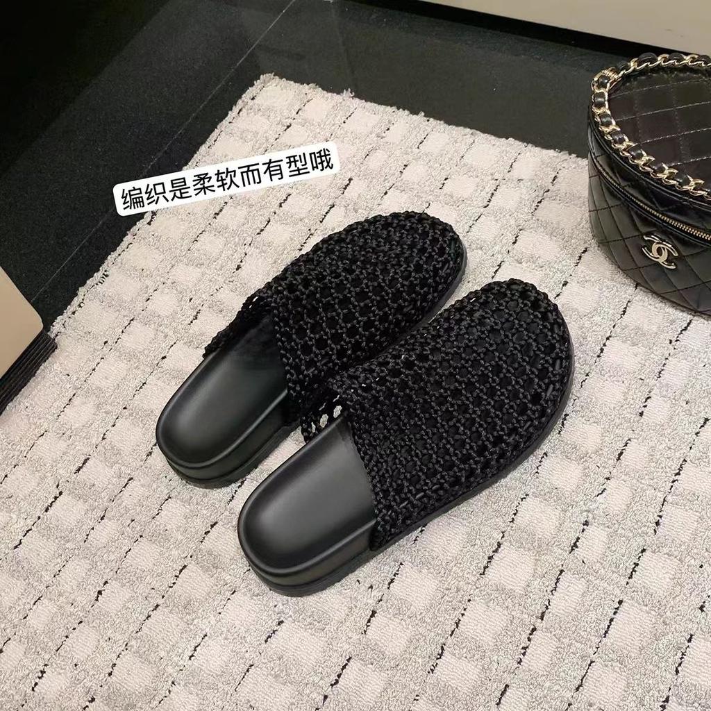Breathing~ Breathable hollow cool slippers mesh lazy one pedal small thick bottom hand-woven half drag girl