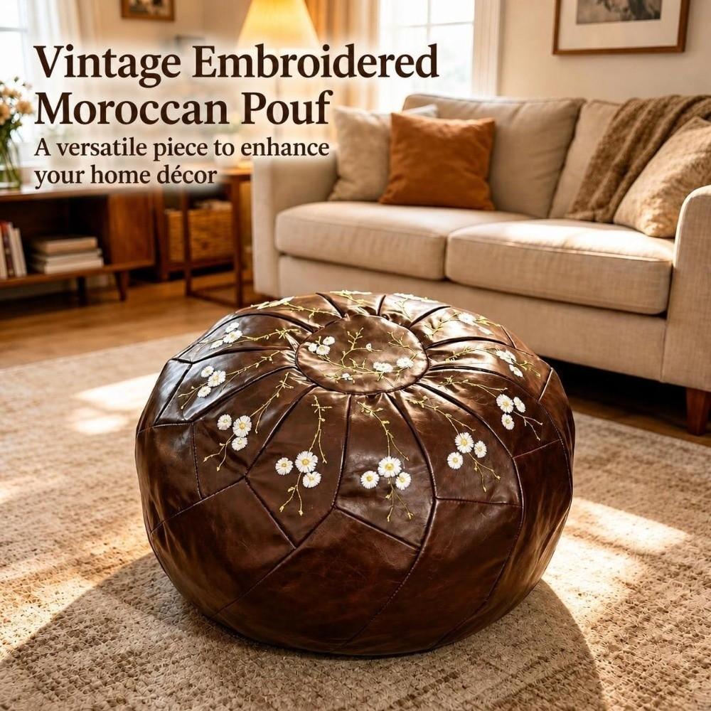 Unstuffed Pouf Ottoman PU Leather Footstool Cover New Storage Ottoman Home Use