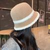 Breathable Knitted Bucket Hat Hollow Out Sun Protection Cap Visor Cap Woven Fisherman Hat  Women