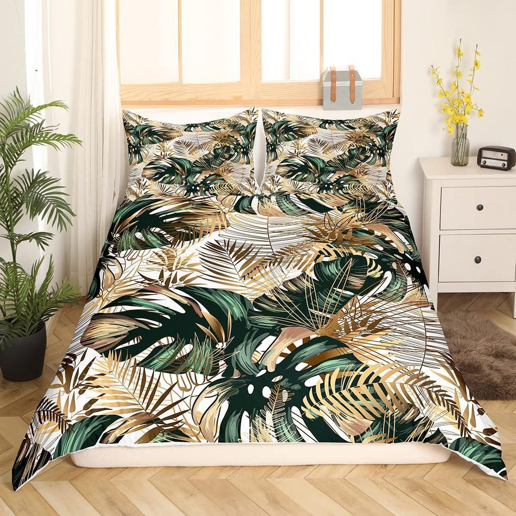Golden Marble Three-Piece Quilt Cover 3D Digital Printing Bedding Set Bed Cover