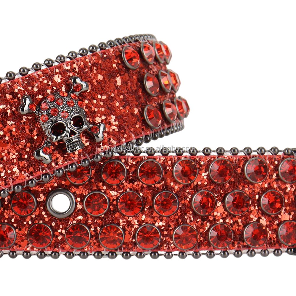 Fast Delivery Women Men Western Cowgirl Leather Belts Unisex Rhinestone Alloy Buckle
