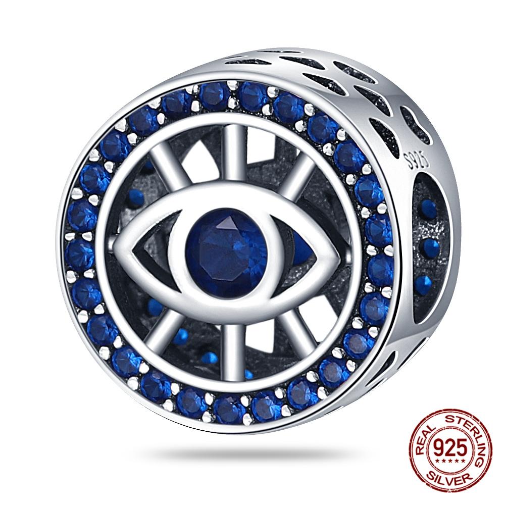 Original 100% Copper Blue Zircon Devil Eye Series Charms Fitoriginal Bracelet Diy Jewelry Making Women Gift
