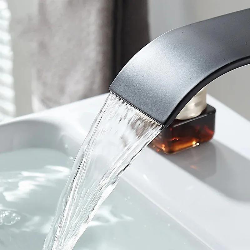 Waterfall Stainless Steel Wash Basin Faucet With Hot and Cold Water Pipe Toilet Wash Basin Bathroom Kitchen Home