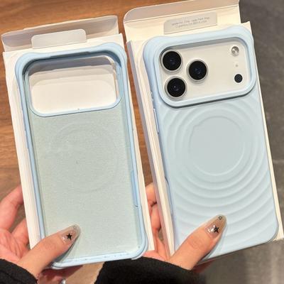 Süßigkeiten Silikon Schutz Samt Stoßfest Hülle Für iPhone 17 Air 16 15 14 13 Pro Max Plus Für Magsafe Wasserwellen Magnet Kappe
