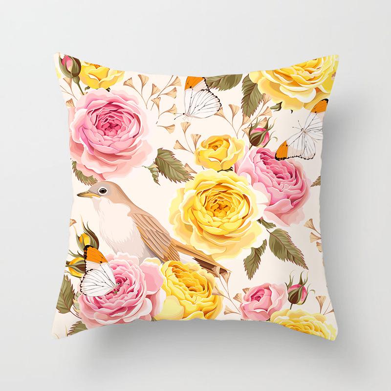 Nordic Style Spring Flower Print Pillowcase Living Room Office Sofa Cushion Cover Home Decor Pillowcase
