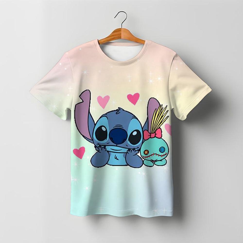 Camiseta Kawaii de Stitch para Niña Ropa de Niña Ropa para Niños Pequeños Camisetas para Niños 2026 Verano Manga Corta Camisetas de Dibujos Animados para Niños Niños