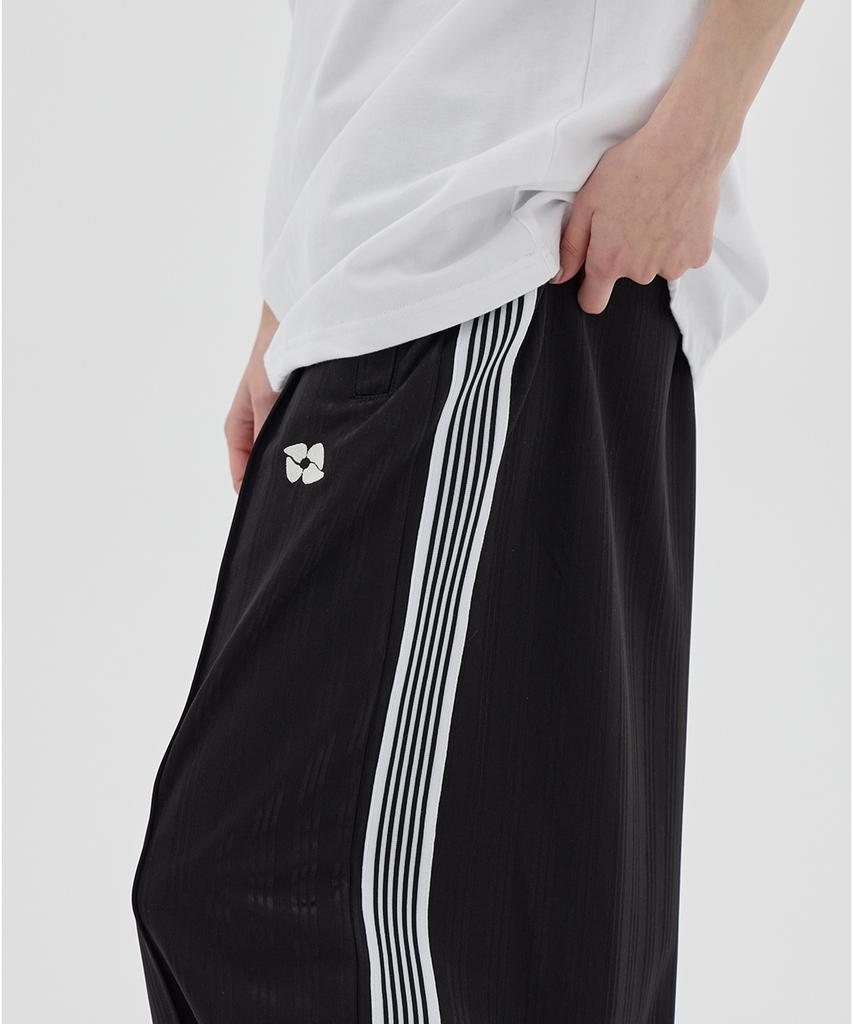 URBANAGE Balloon Fit Curved Line Track Pants_Black
