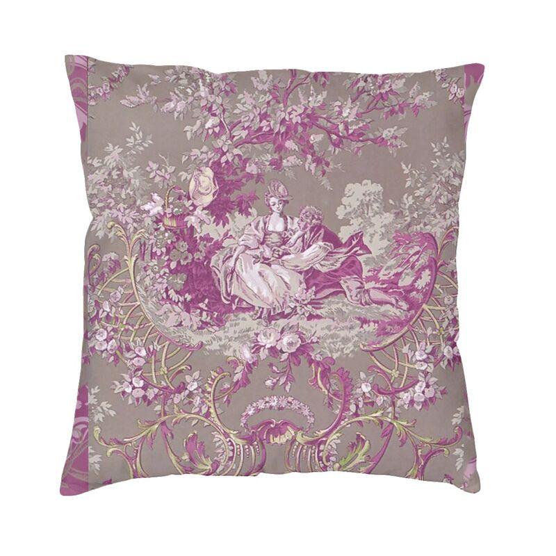 Red And White Toile De Jouy Cushion Covers Sofa Home Decor Square Throw Pillow Cover 45x45cm