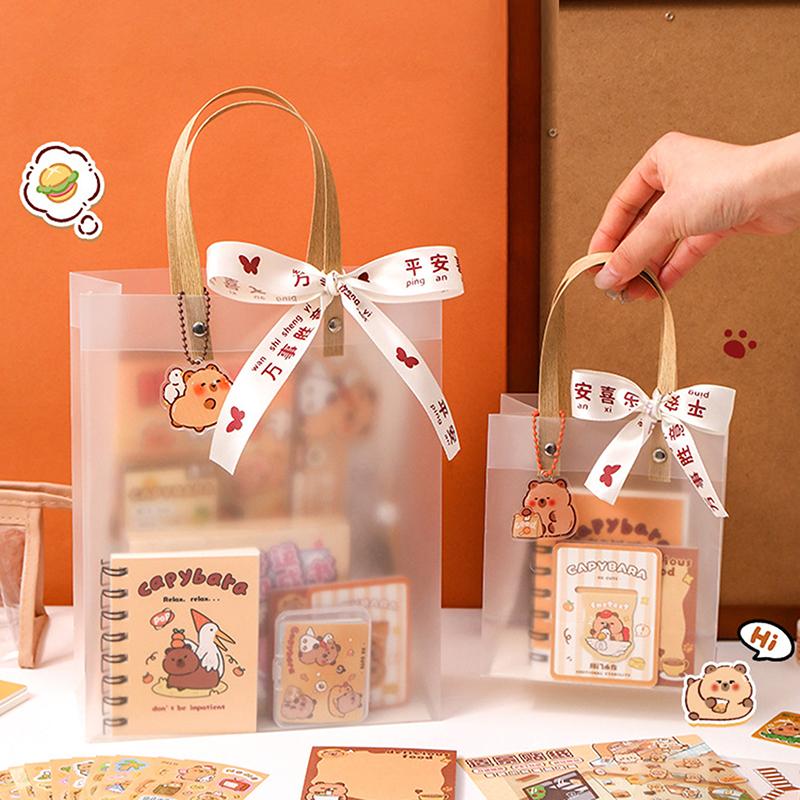 1 Sada Kawaii Kapybara Papírnictví Set Kreslený Roztomilý Kabelka Papírnictví Set Kancelářské Potřeby Studentské Papírnictví Dárky k Narozeninám