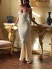 European and American sexy women's clothing new lace suspender slim dress long dress fishtail skirt