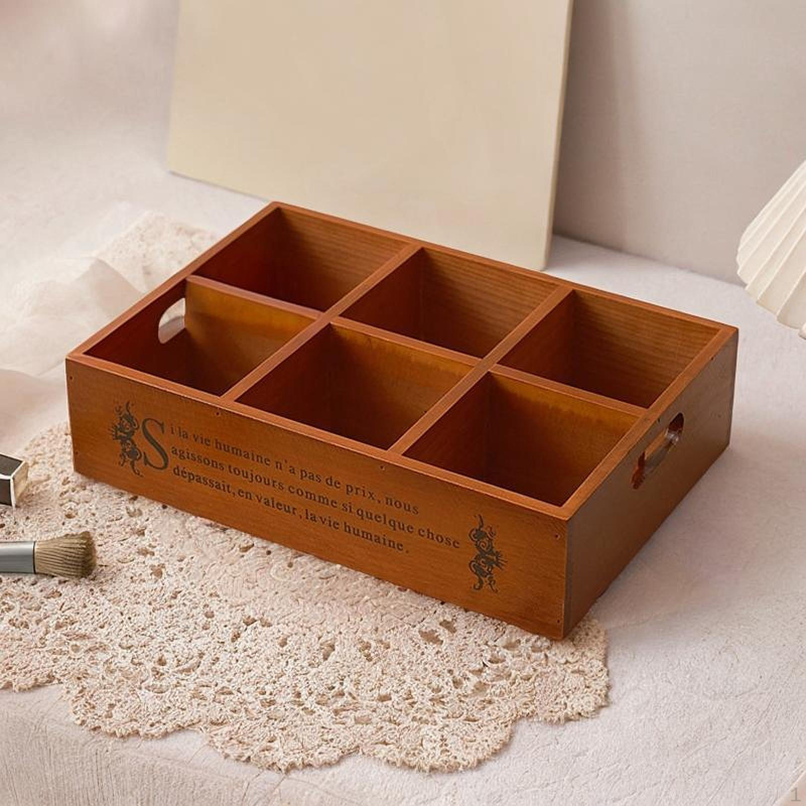 

Разделенный деревянный сервировочный поднос, тарелка для орехов, поднос с ручками, многофункциональная емкость для конфет 6 32.5x22.5x8cm