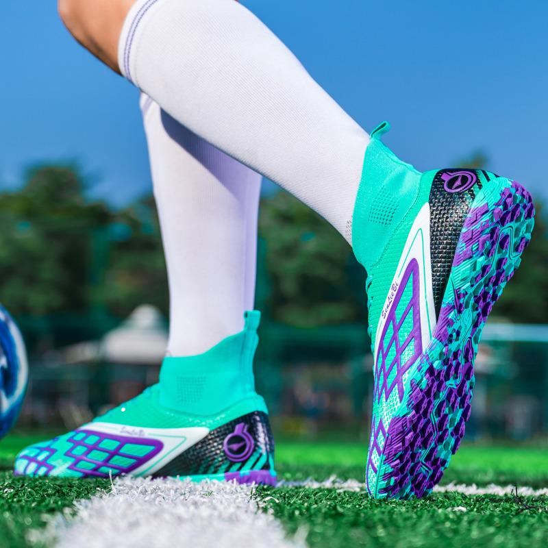 Brand Fashion Pink Men's Football Sneakers Unisex Artificial Turf Soccer Boots Men Breathable Futsal Training Shoes Big Size 46