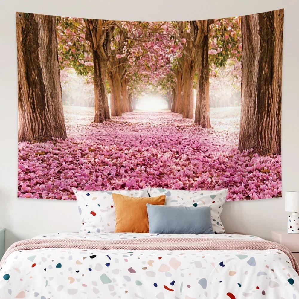 Spring Landscape Trees Flowers Decorative Tapestry Home Wall Decor Living Room Office Tapestry