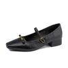 Spring new retro single shoes women wear high-end comfortable soft leather light mouth high heels thick heel not tired feet shoes