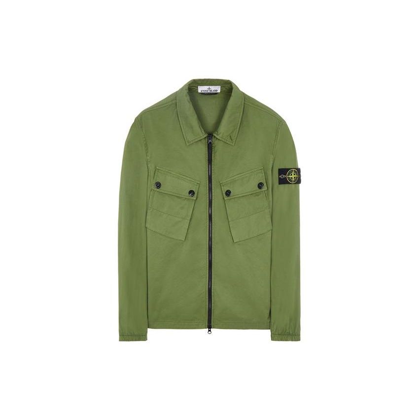 Stone Island Kompas Patch Rits-up Shirt Groen Heren BuitenKleding 771510910-V0058 M
