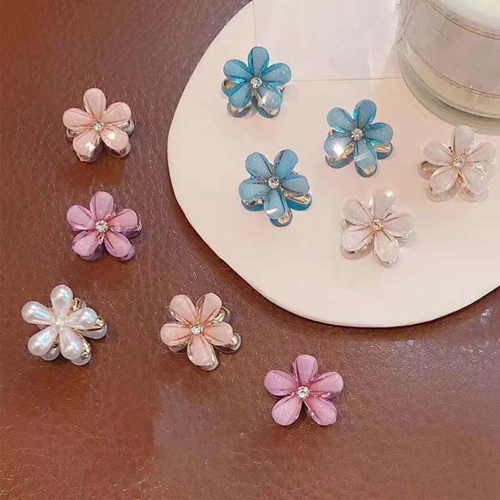 10pcs Korean Style Mini Hair Claw Sweet Women Side Clip Simple Pearls Flower Hairpin  Party