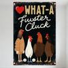 Vintage Metal Chicken Sign with Red Heart 'WHAT-A Fuster Cluck' Distressed Retro Farm Decor for Man Cave Cafe Restaurant Wall Pl