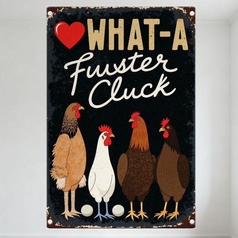 Винтажная металлическая табличка с курицей и красным сердцем WHAT-A Fuster Cluck Потертый Ретро Фермерский Декор для Мужской Комнаты Кафе Ресторана Настенный Пла 20x30cm(7.8x11.8inch)