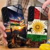 Kurdistan Flag Glass Mobile Phone Case for Samsung Galaxy A56 55 54 53 52 51 36 35 34 23 16 15 5G Colorful Cover