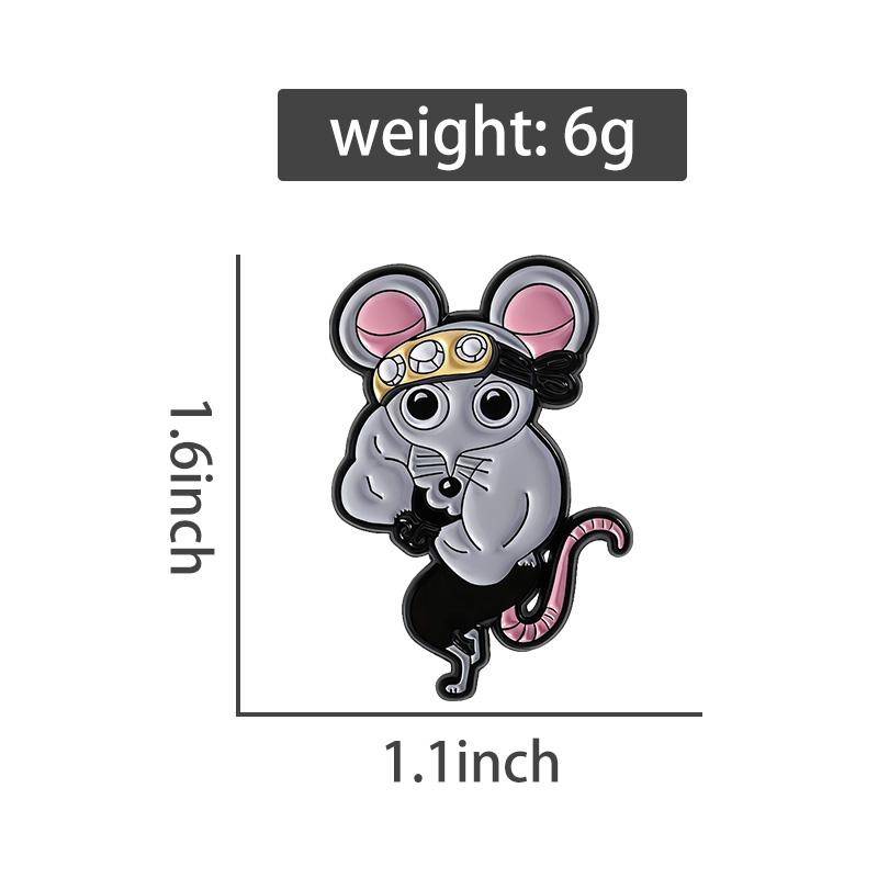 Fitness Muscle Mouse Enamel Pins Custom Japanese Anime Brooches Lapel Badges Clothes Animal Jewelry Gift for Friends