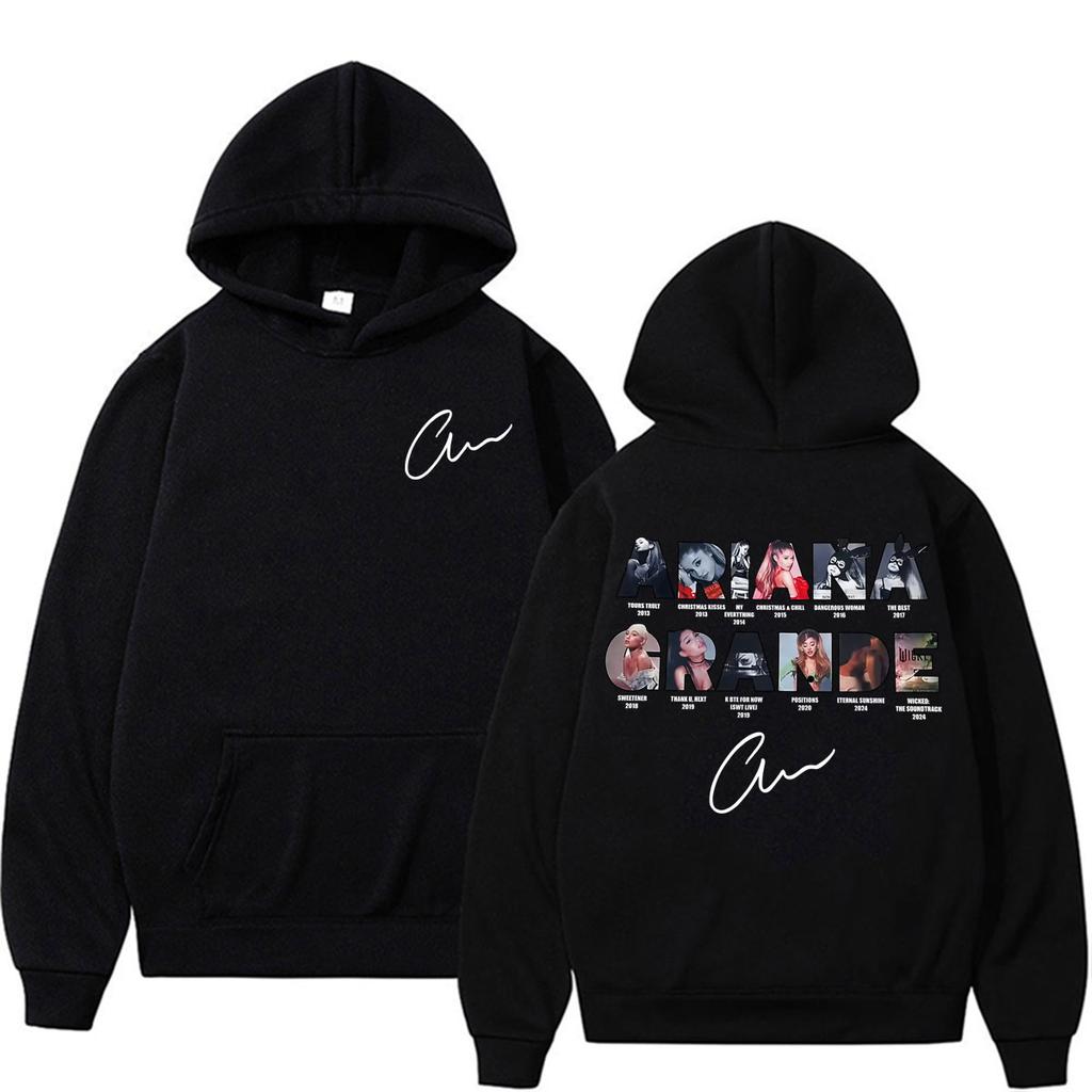 Unisex Woman'sSinger Ariana Grande Music Album Graphic Hoodies Men Women Clothes Fashion Aesthetic Sweatshirts High Quality Cozy Fleece Hooded