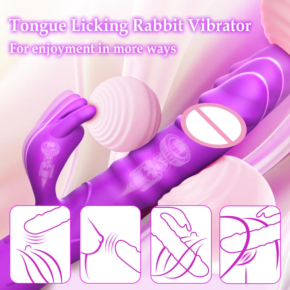 Rabbit Stretching Double Shock Dildo Vibrator Female Masturbation G Spot Clitoral Massage Stimulator Adult Sex Toy for Women