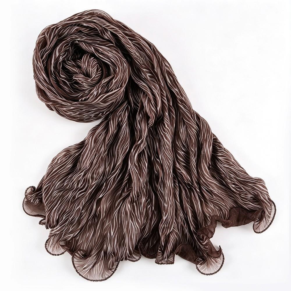 Ruffled Edge Silk Scarf Stripes Chiffon Hijab Veil High Qulaity Sunscreen Headscarf  Outdoor