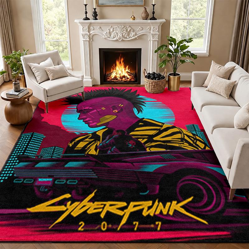 Cyberpunk 2077 Carpet Door Mat for Living Room or Bedroom Protective Mat Under Chair Office Decoration Christmas Gift Birthday Present