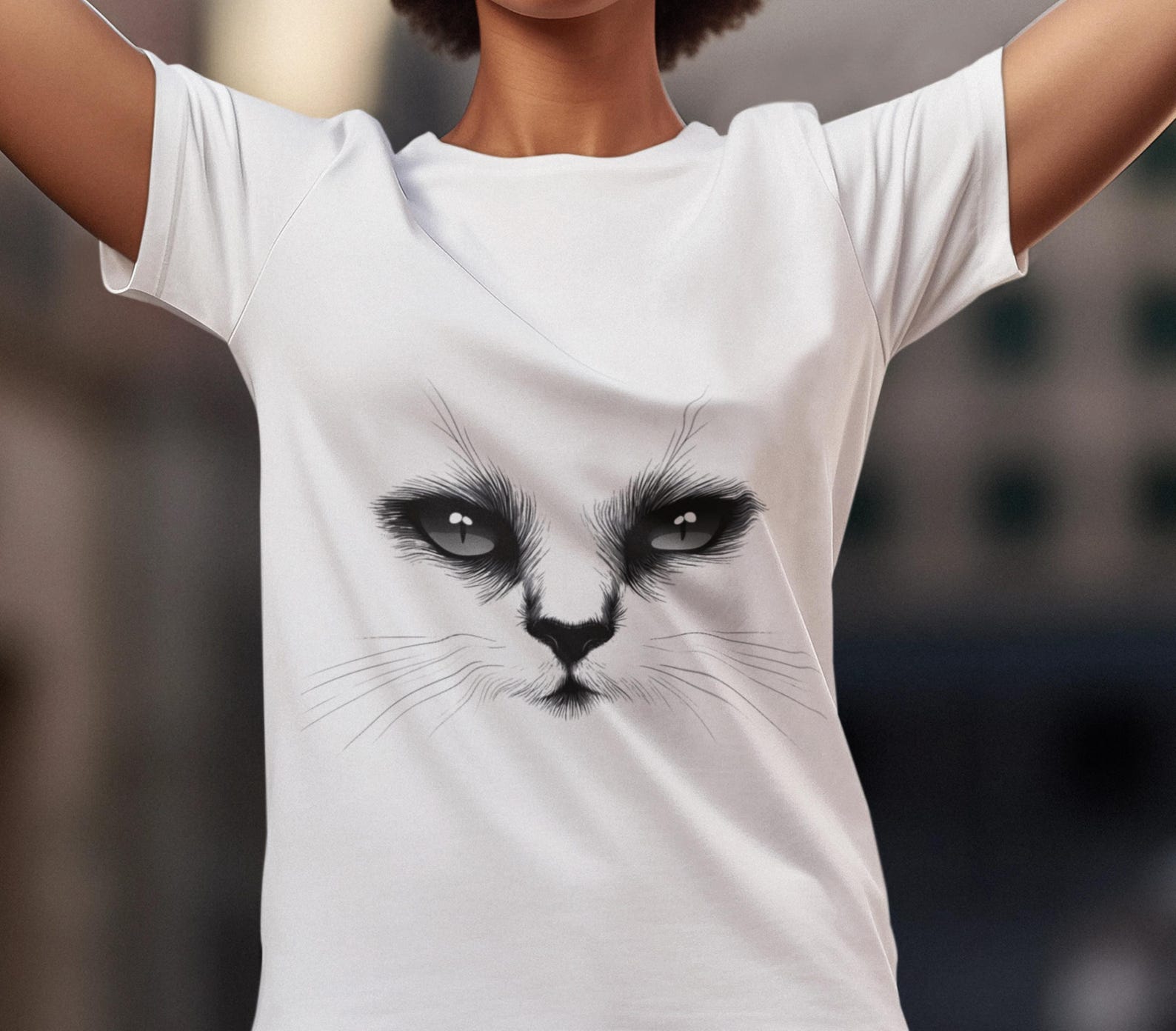 Minimalist Cat Eyes Graphic T-Shirt: Gift for Cat Lovers 3XL